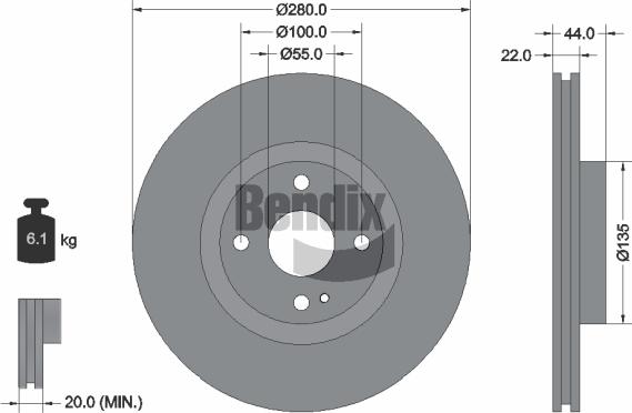 BENDIX Braking BDS2185 - Гальмівний диск autozip.com.ua