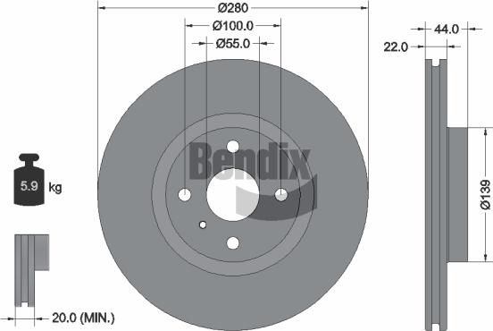 BENDIX Braking BDS2186HC - Гальмівний диск autozip.com.ua