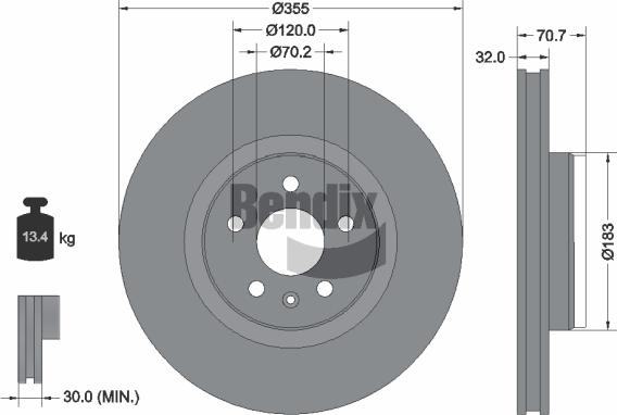 BENDIX Braking BDS2187HC - Гальмівний диск autozip.com.ua