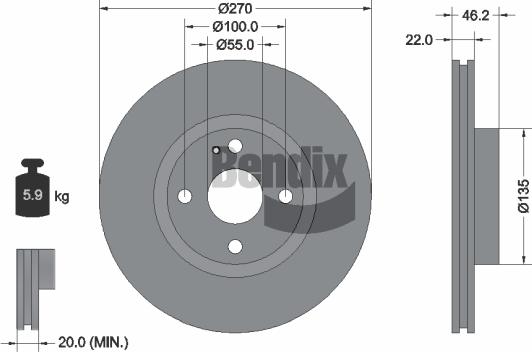 BENDIX Braking BDS2130 - Гальмівний диск autozip.com.ua