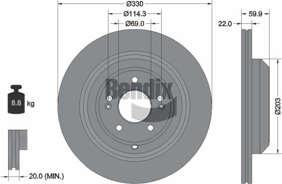 BENDIX Braking BDS2131HC - Гальмівний диск autozip.com.ua