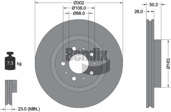 BENDIX Braking BDS2127 - Гальмівний диск autozip.com.ua