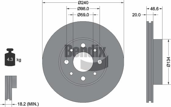 BENDIX Braking BDS2179 - Гальмівний диск autozip.com.ua