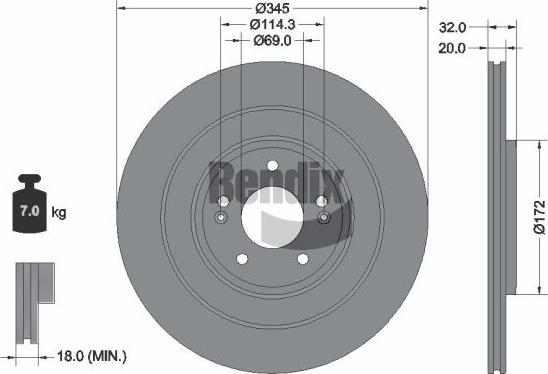BENDIX Braking BDS2348 - Гальмівний диск autozip.com.ua