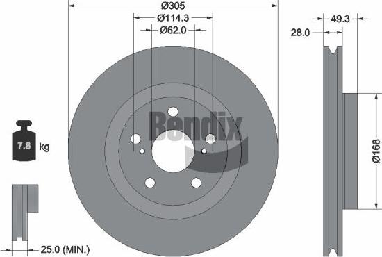 BENDIX Braking BDS2342HC - Гальмівний диск autozip.com.ua