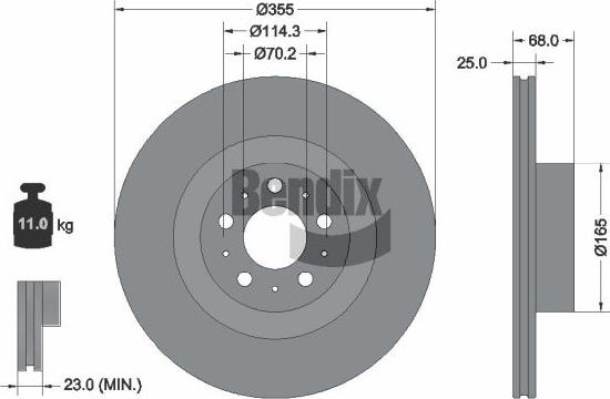 BENDIX Braking BDS2355HC - Гальмівний диск autozip.com.ua