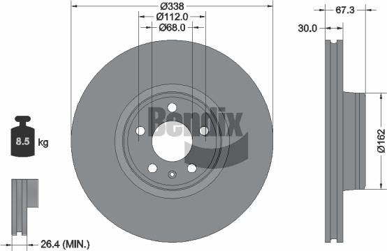 BENDIX Braking BDS2334HC - Гальмівний диск autozip.com.ua