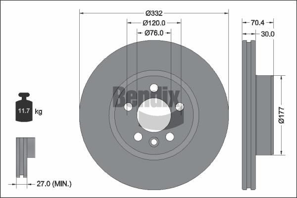 BENDIX Braking BDS2320HC - Гальмівний диск autozip.com.ua