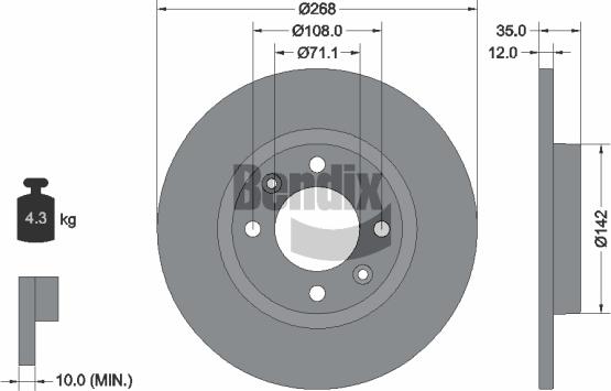 BENDIX Braking BDS2255 - Гальмівний диск autozip.com.ua