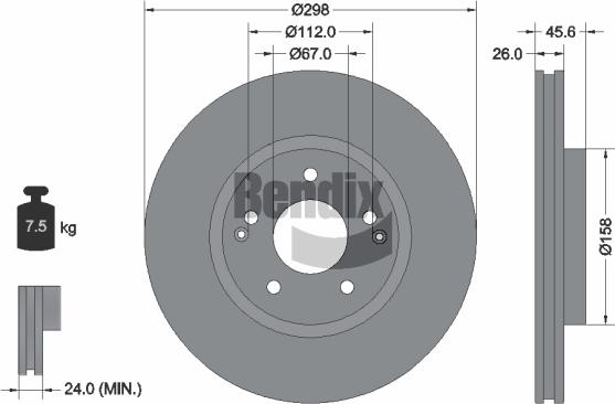 BENDIX Braking BDS2212 - Гальмівний диск autozip.com.ua
