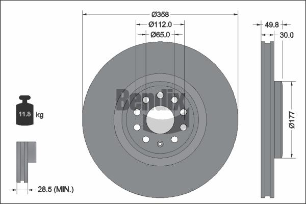 BENDIX Braking BDS2288HC - Гальмівний диск autozip.com.ua