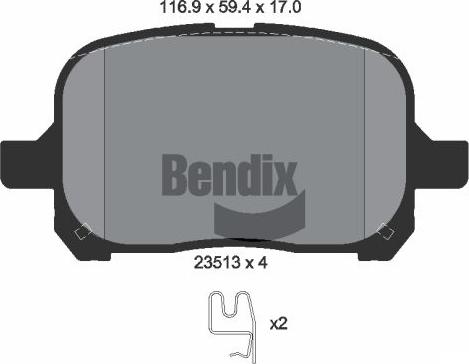 BENDIX Braking BPD1998 - Гальмівні колодки, дискові гальма autozip.com.ua