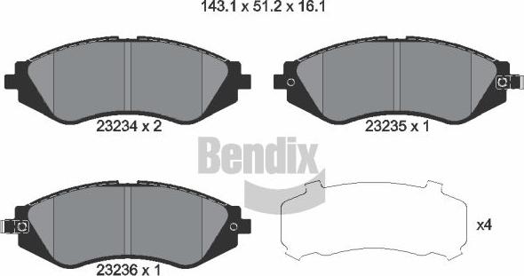 BENDIX Braking BPD1949 - Гальмівні колодки, дискові гальма autozip.com.ua