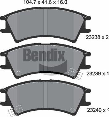 BENDIX Braking BPD1951 - Гальмівні колодки, дискові гальма autozip.com.ua