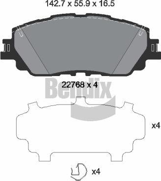 BENDIX Braking BPD1901 - Гальмівні колодки, дискові гальма autozip.com.ua