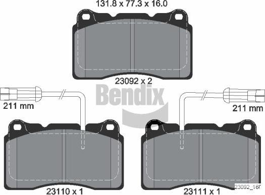 BENDIX Braking BPD1917 - Гальмівні колодки, дискові гальма autozip.com.ua