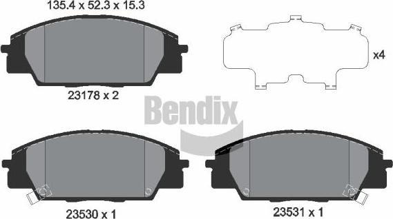 BENDIX Braking BPD1939 - Гальмівні колодки, дискові гальма autozip.com.ua