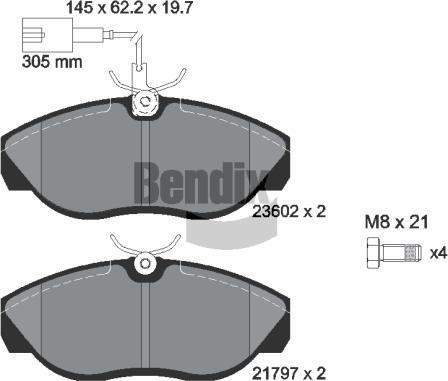 BENDIX Braking BPD1496 - Гальмівні колодки, дискові гальма autozip.com.ua