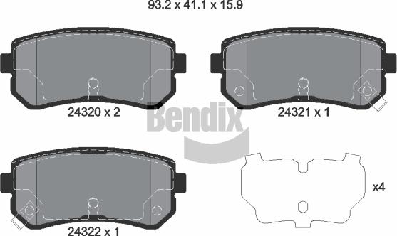 BENDIX Braking BPD1441 - Гальмівні колодки, дискові гальма autozip.com.ua