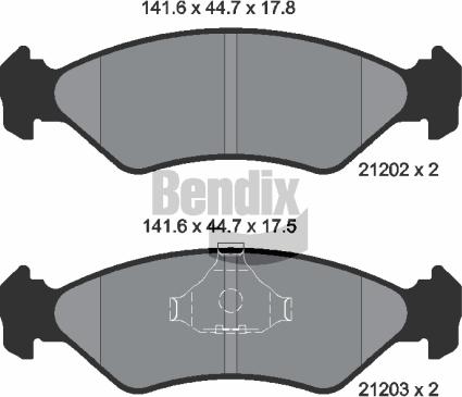 BENDIX Braking BPD1459 - Гальмівні колодки, дискові гальма autozip.com.ua