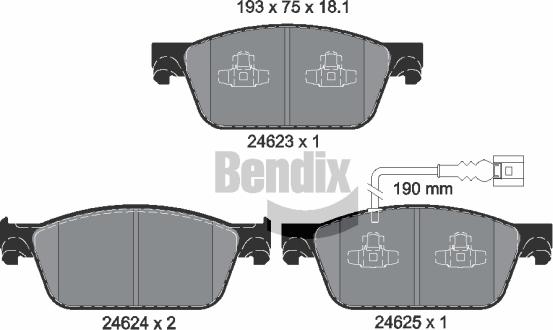 BENDIX Braking BPD1450 - Гальмівні колодки, дискові гальма autozip.com.ua