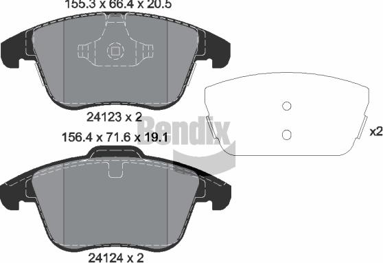 BENDIX Braking BPD1404 - Гальмівні колодки, дискові гальма autozip.com.ua