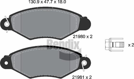 BENDIX Braking BPD1402 - Гальмівні колодки, дискові гальма autozip.com.ua
