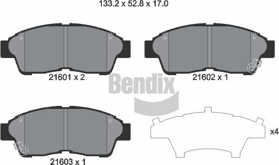 BENDIX Braking BPD1486 - Гальмівні колодки, дискові гальма autozip.com.ua