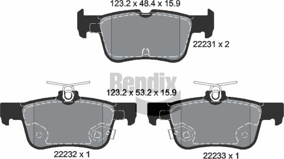 BENDIX Braking BPD1438 - Гальмівні колодки, дискові гальма autozip.com.ua