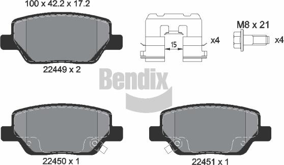 BENDIX Braking BPD1422 - Гальмівні колодки, дискові гальма autozip.com.ua
