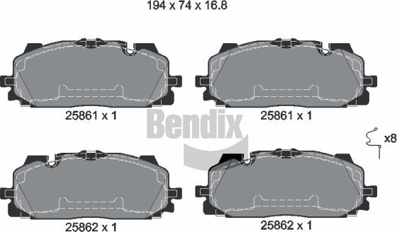 BENDIX Braking BPD1427 - Гальмівні колодки, дискові гальма autozip.com.ua