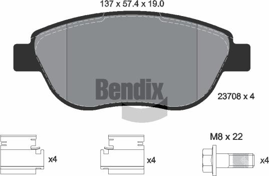 BENDIX Braking BPD1475 - Гальмівні колодки, дискові гальма autozip.com.ua