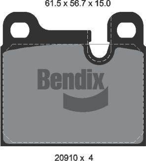 BENDIX Braking BPD1470 - Гальмівні колодки, дискові гальма autozip.com.ua