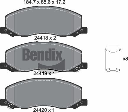 BENDIX Braking BPD1599 - Гальмівні колодки, дискові гальма autozip.com.ua