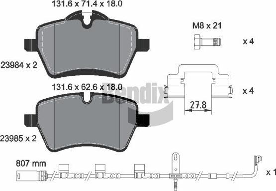 BENDIX Braking BPD1590 - Гальмівні колодки, дискові гальма autozip.com.ua