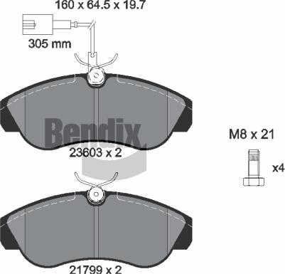 BENDIX Braking BPD1541 - Гальмівні колодки, дискові гальма autozip.com.ua