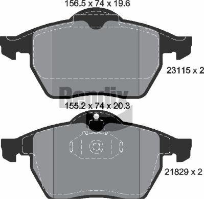 BENDIX Braking BPD1543 - Гальмівні колодки, дискові гальма autozip.com.ua
