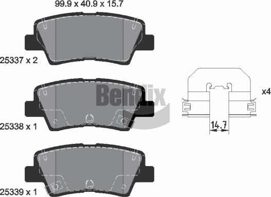 BENDIX Braking BPD1553 - Гальмівні колодки, дискові гальма autozip.com.ua