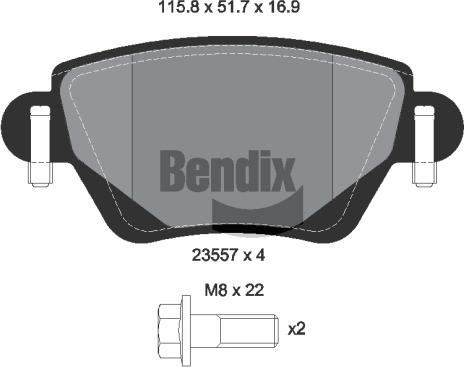 BENDIX Braking BPD1509 - Гальмівні колодки, дискові гальма autozip.com.ua