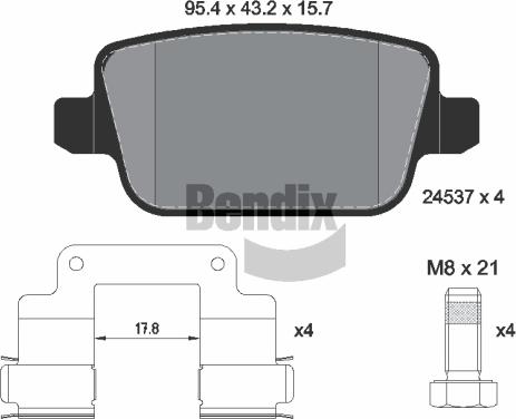 BENDIX Braking BPD1500 - Гальмівні колодки, дискові гальма autozip.com.ua