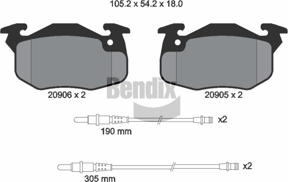 BENDIX Braking BPD1536 - Гальмівні колодки, дискові гальма autozip.com.ua