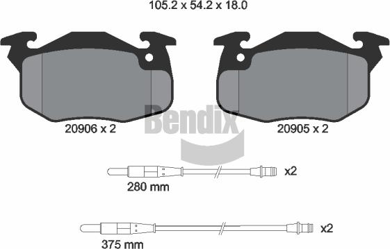 BENDIX Braking BPD1538 - Гальмівні колодки, дискові гальма autozip.com.ua