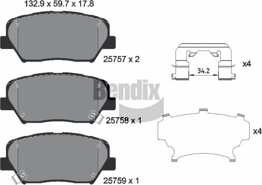 BENDIX Braking BPD1524 - Гальмівні колодки, дискові гальма autozip.com.ua