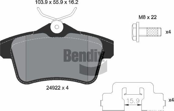 BENDIX Braking BPD1572 - Гальмівні колодки, дискові гальма autozip.com.ua