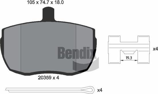 BENDIX Braking BPD1699 - Гальмівні колодки, дискові гальма autozip.com.ua