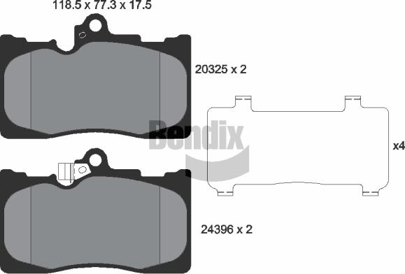 BENDIX Braking BPD1694 - Гальмівні колодки, дискові гальма autozip.com.ua