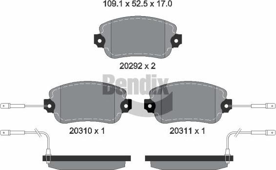 BENDIX Braking BPD1693 - Гальмівні колодки, дискові гальма autozip.com.ua