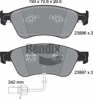 BENDIX Braking BPD1612 - Гальмівні колодки, дискові гальма autozip.com.ua