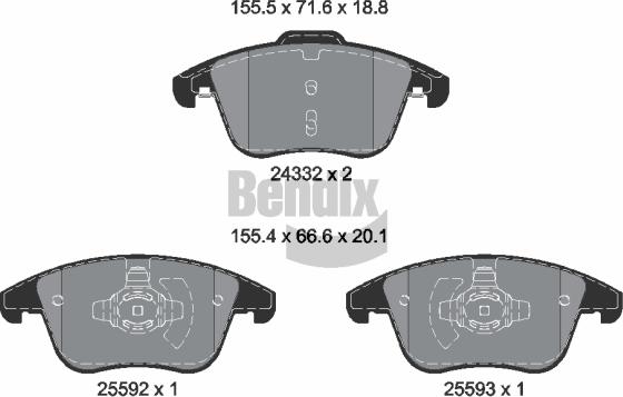 BENDIX Braking BPD1633 - Гальмівні колодки, дискові гальма autozip.com.ua