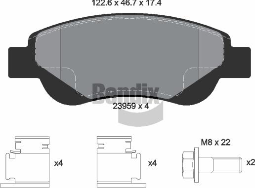 BENDIX Braking BPD1049 - Гальмівні колодки, дискові гальма autozip.com.ua